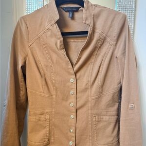 White House Black Market Chic Tan Utility Jacket for Women size small.